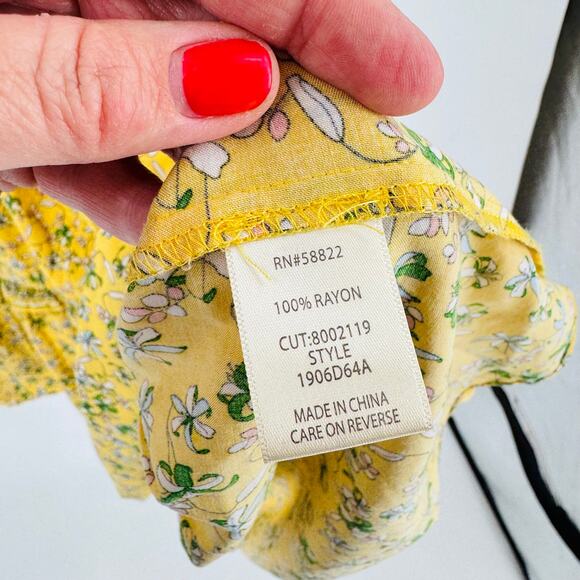 Max Studio Yellow Floral Romantic Boho Flowy Long Sleeve Fall Dress XL - Picture 7 of 9